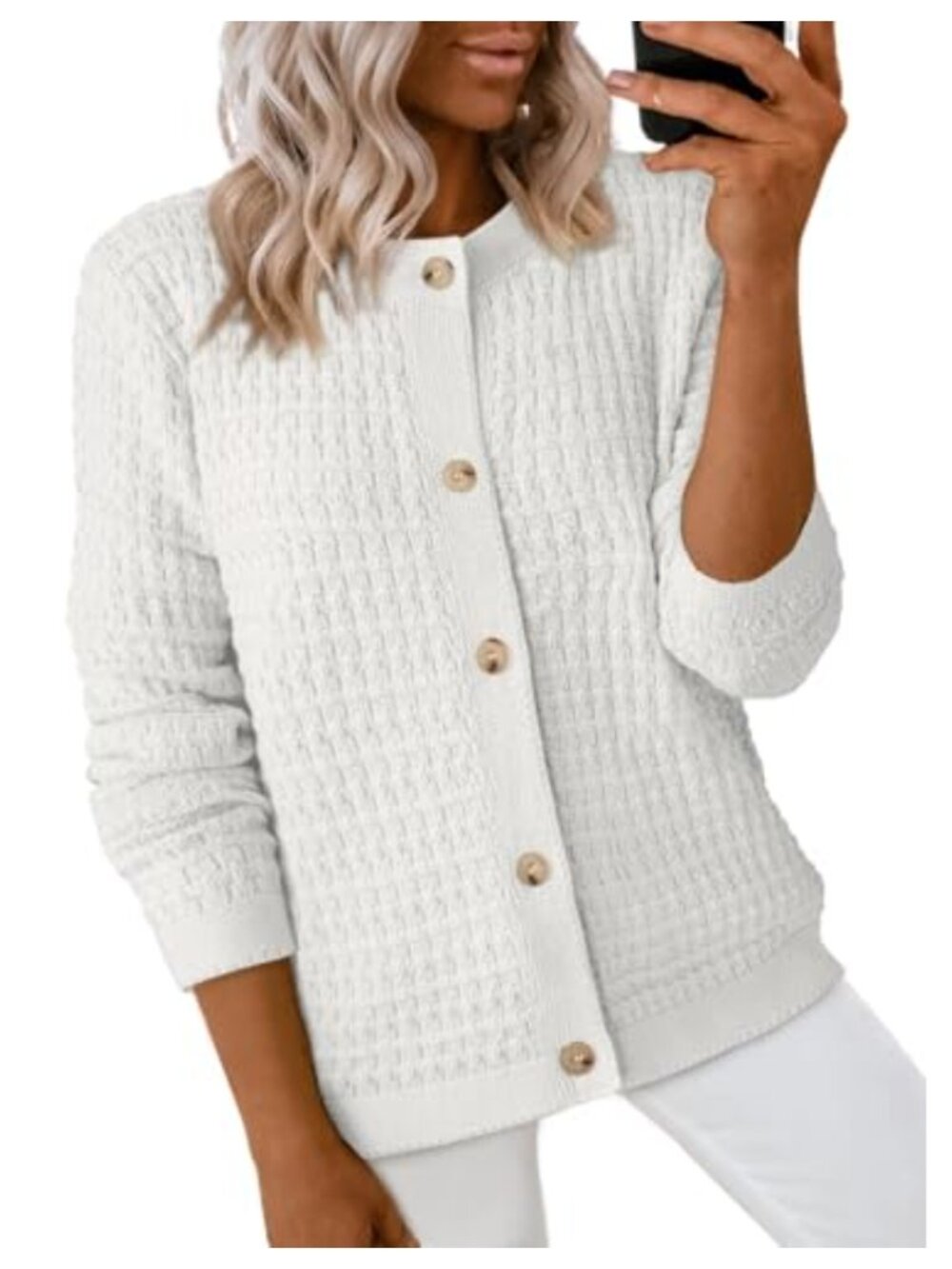 Lightweight Long Sleeve Cable Knit Cardigan Sweater Open Front Button Down